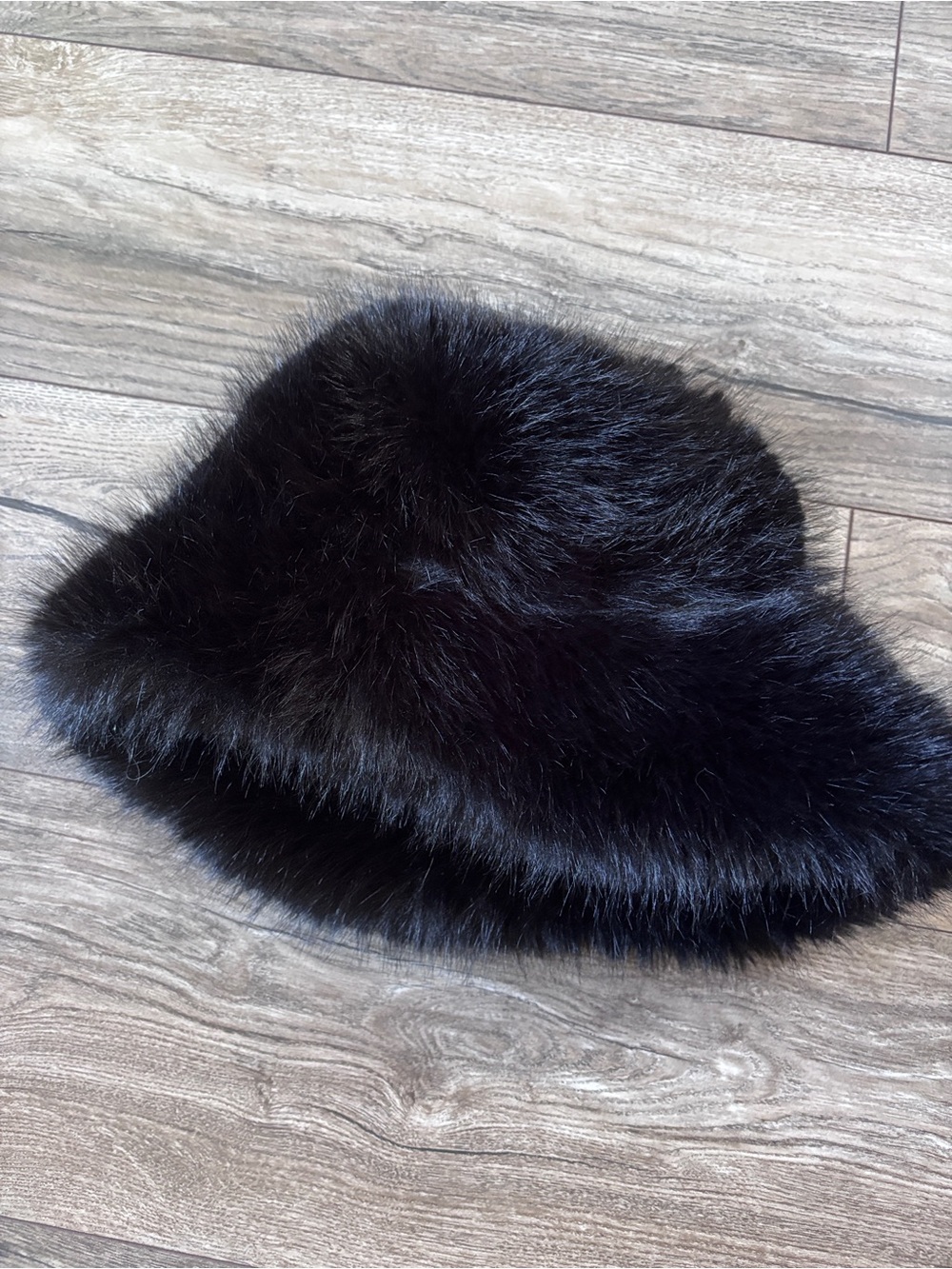 Luxurious Black Faux Fur Bucket Hat - Women's Accessory